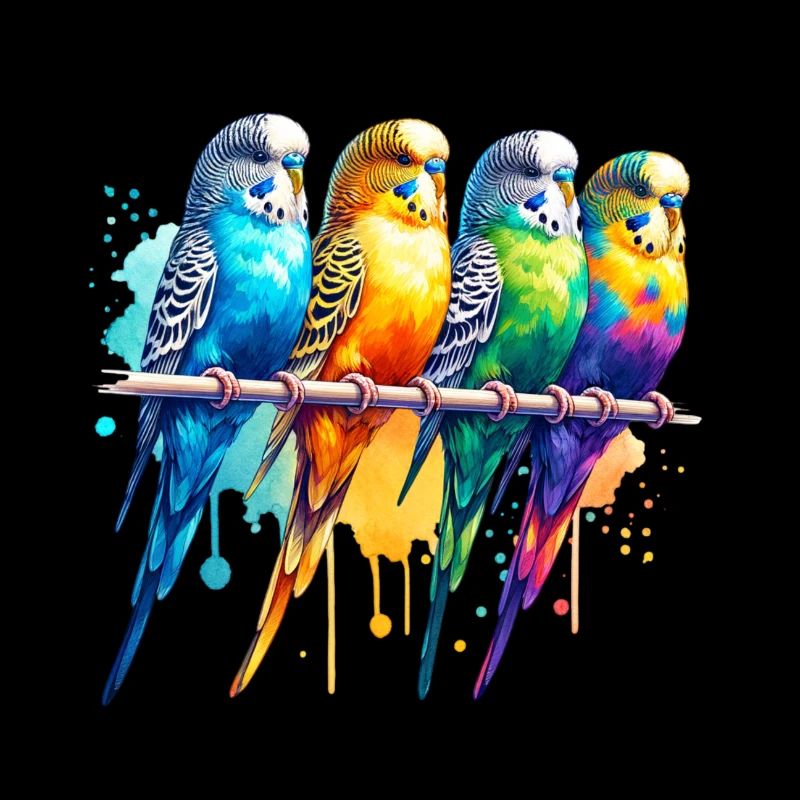 Perruches mignonnes colorées