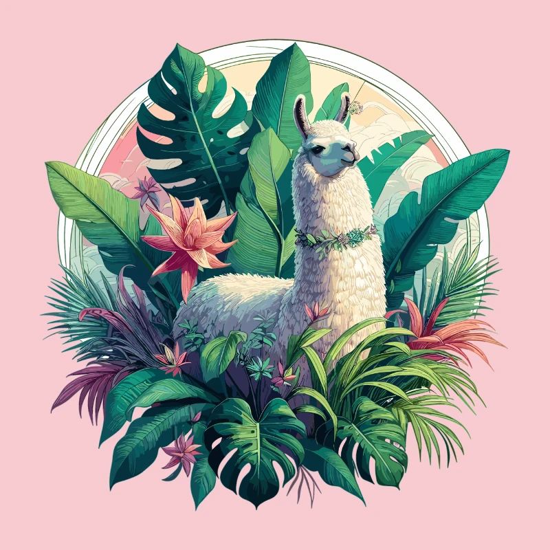 Llama Jungle Plants Palm Trees Gift