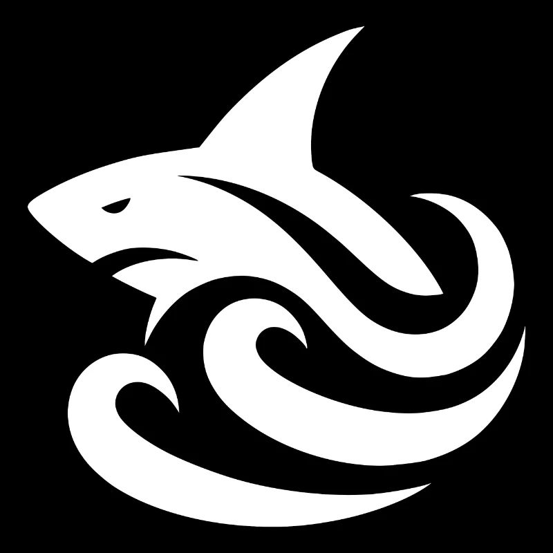 Shark Tattoo Logo Waves Style