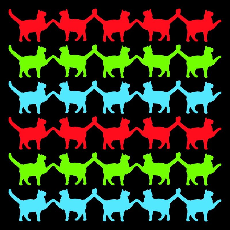 Many Cats Pattern Paws Hands Tail Greeting