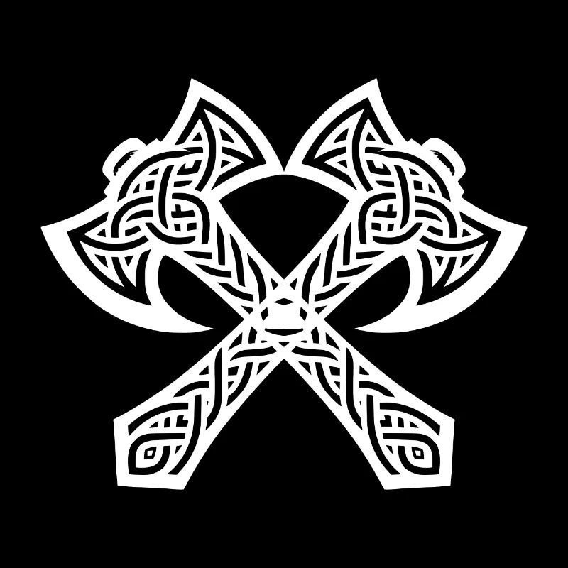 Doppelte Axt in Keltischen Knoten Tattoo Style