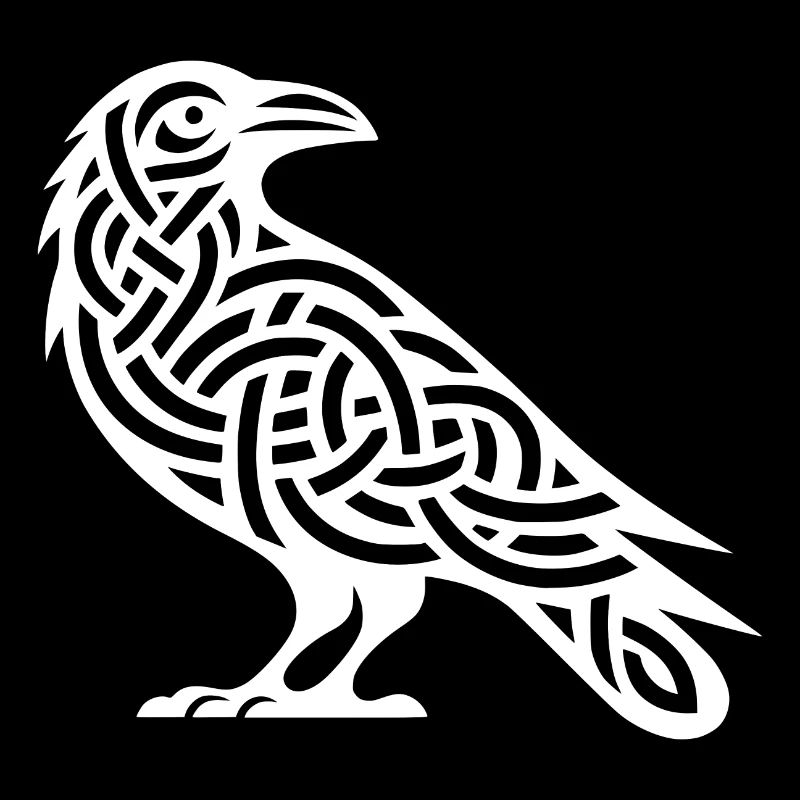 Raven Bird in Celtic Tattoo Knot Style