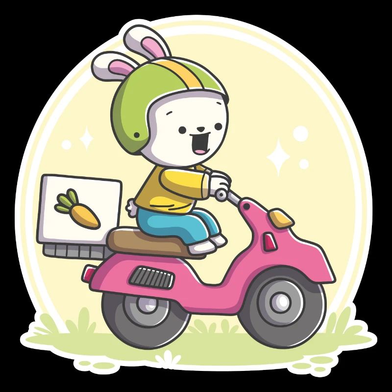 Niedlicher Hase auf einem Roller