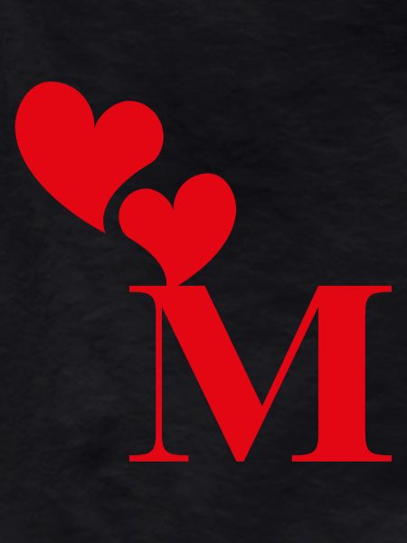Letter m red heart