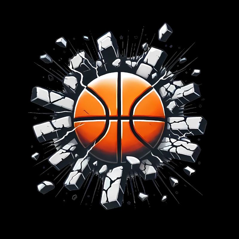 Le basket-ball s’écrase à travers la conception des murs