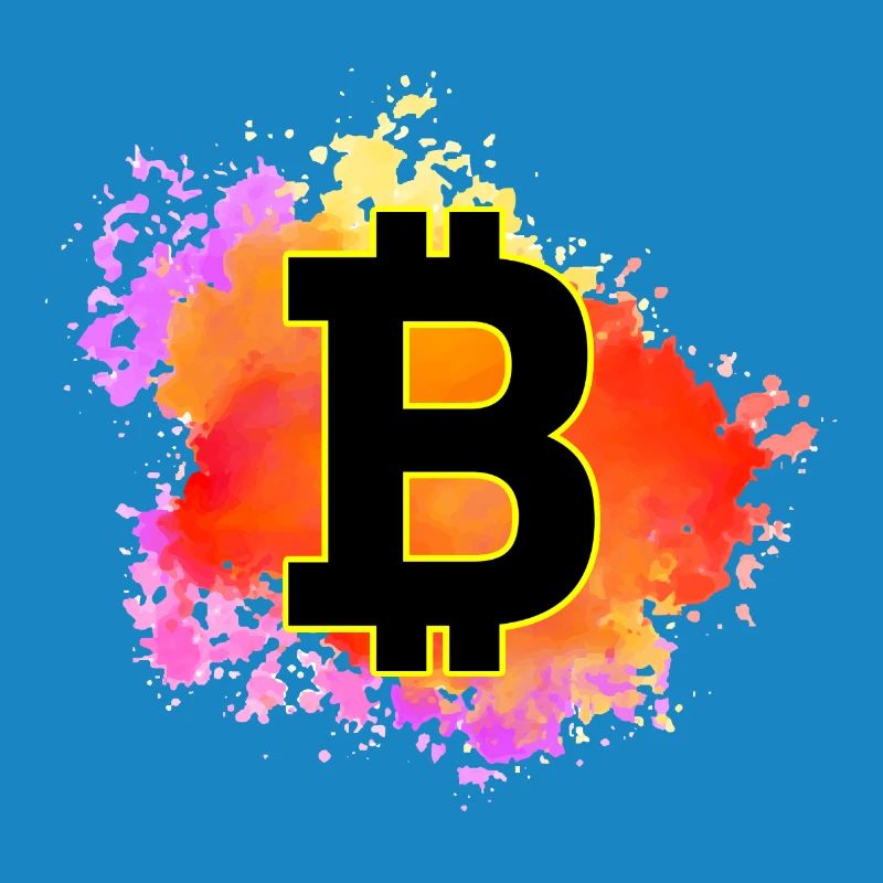 Buntes Bitcoin Design – Krypto Splash Art