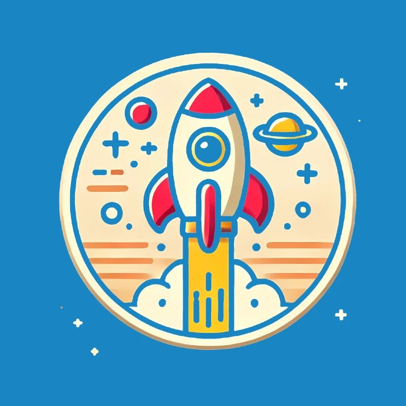 Fusée rétro perdue dans l’espace Graphique