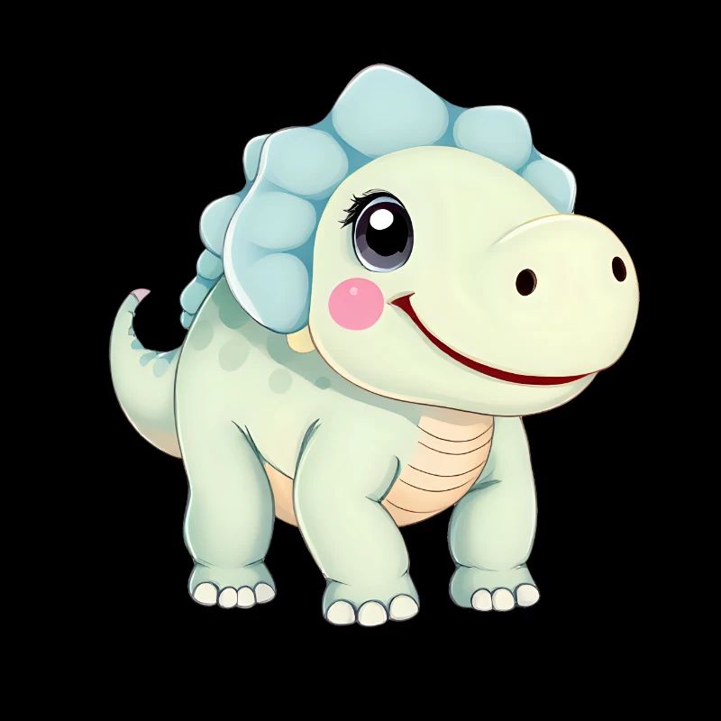 Dinosaure de dessin animé mignon avec un sourire amical