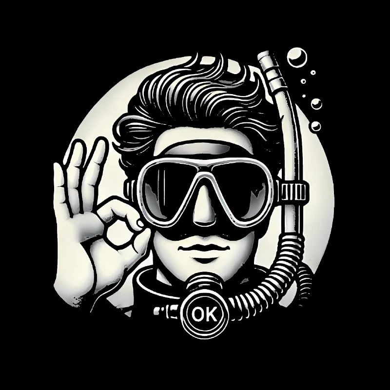 Vintage Scuba Diver OK Handzeichen