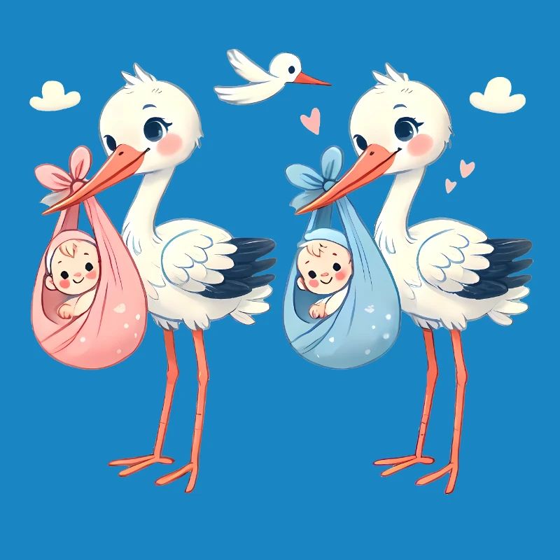 Rosa oder Blauer Storch Baby Überraschung
