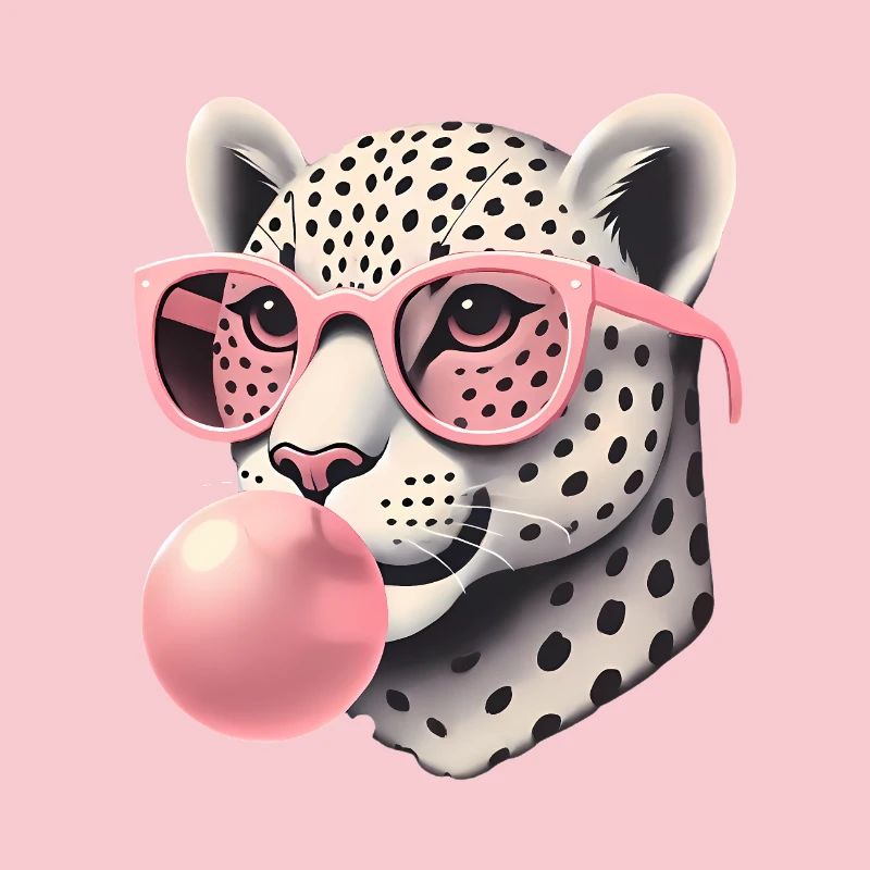 Leopard with Pink Glasses Bubblegum