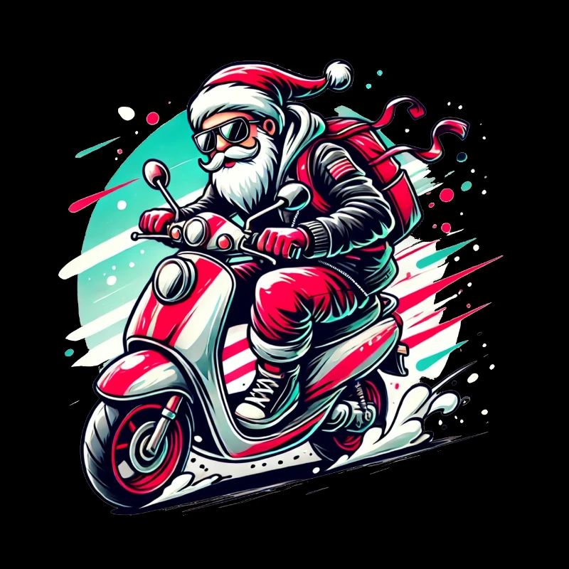 Cooler Weihnachtsmann auf Roller