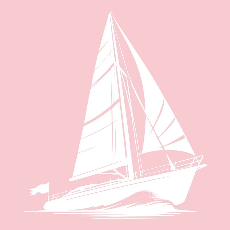 Fast sailboat on course in big waves