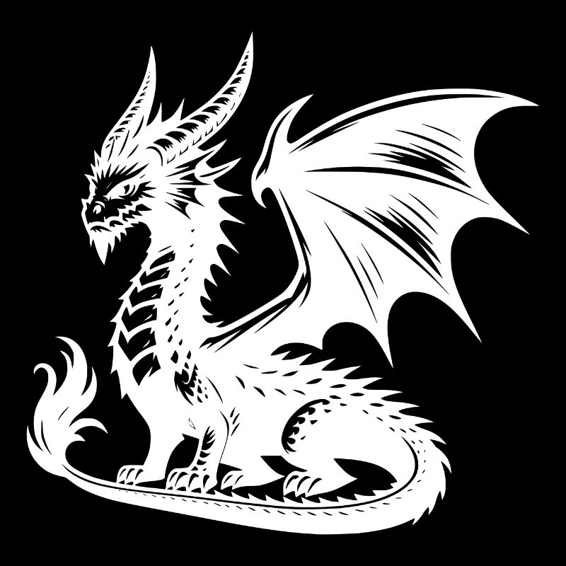 Impressive dragon with wings and horns