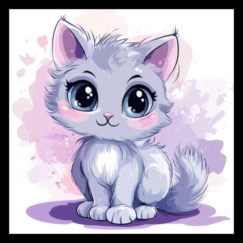 Chat mignon Anime avec de grands yeux
