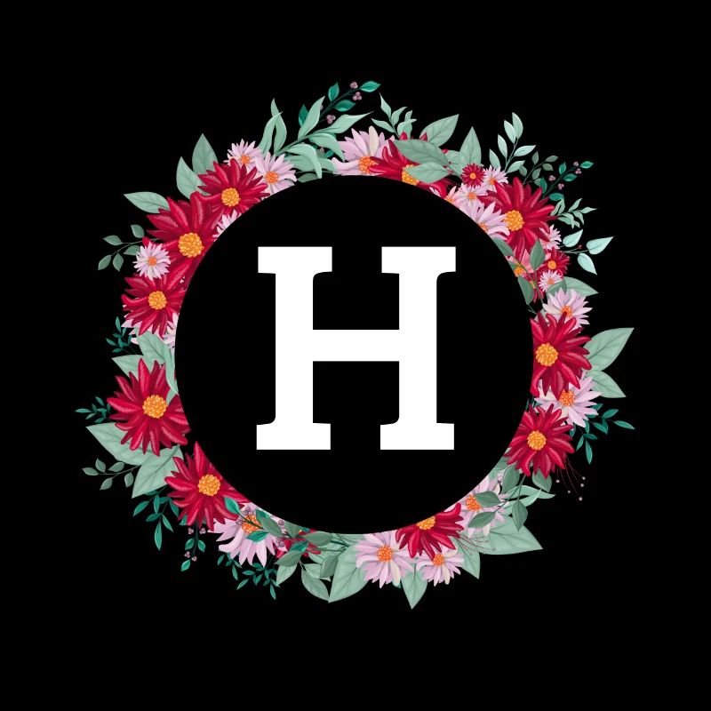 Lettre h couronne florale