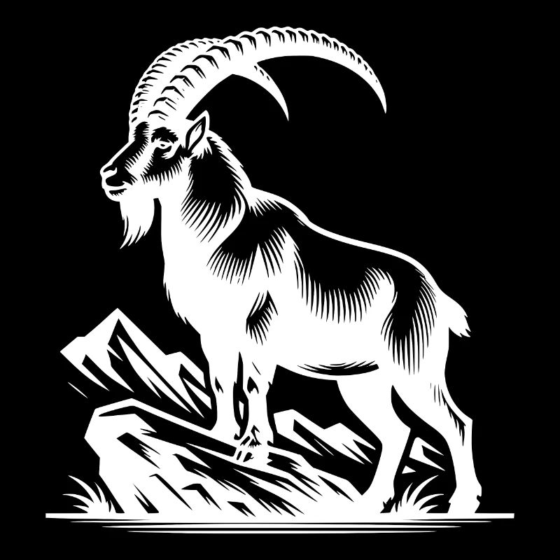 Steinbock mit gewaltigen Hörnern
