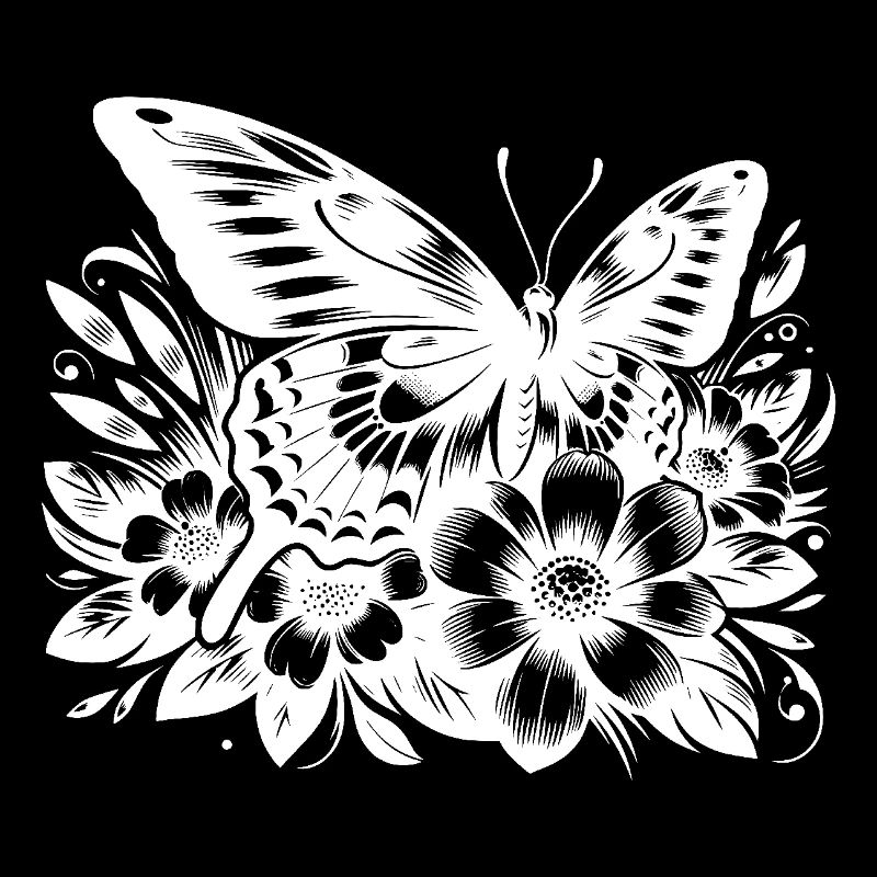Butterfly with floral flowers elegance