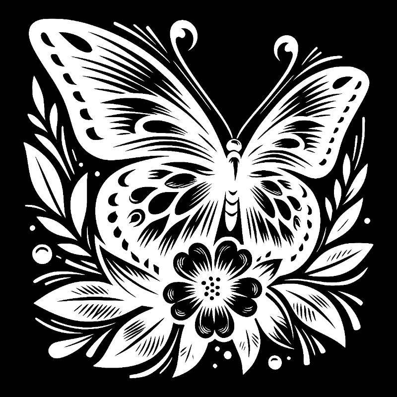 Conception de tatouage floral avec papillon