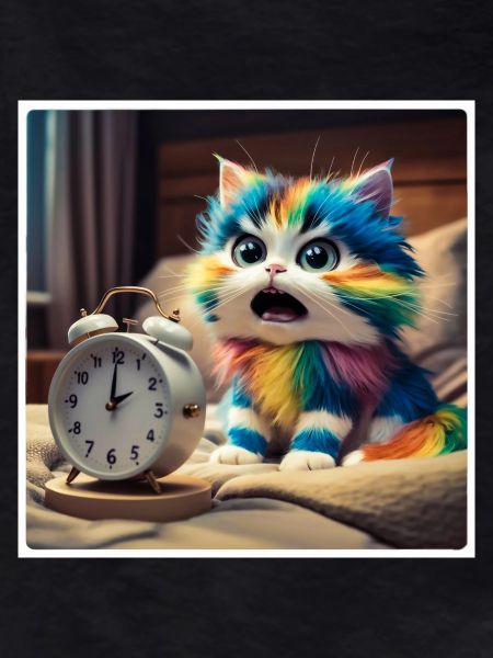 Cat with alarm clock