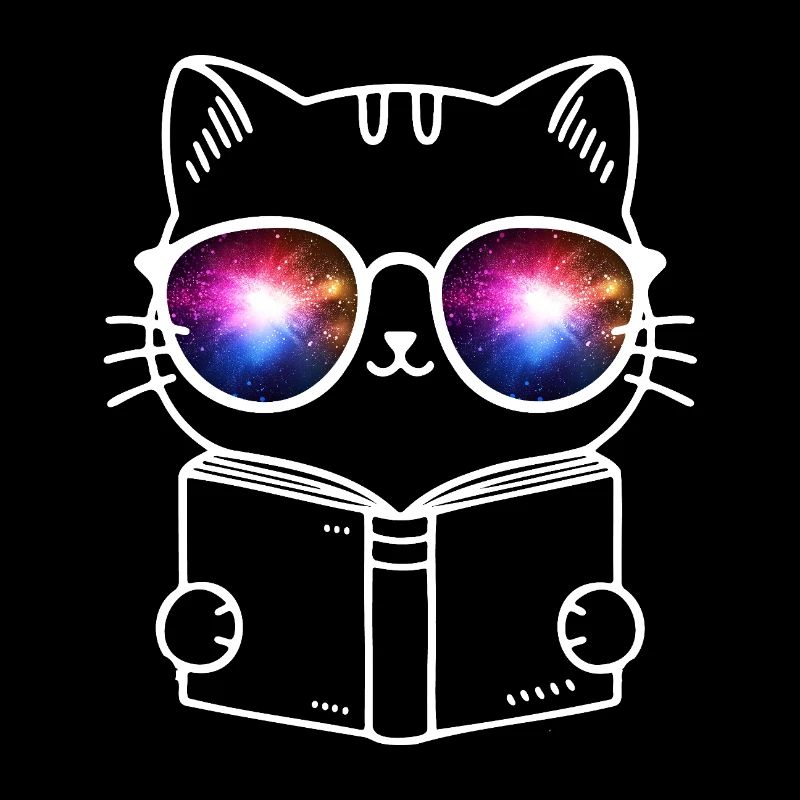 Weiße Nerd Katze mit bunten Augen