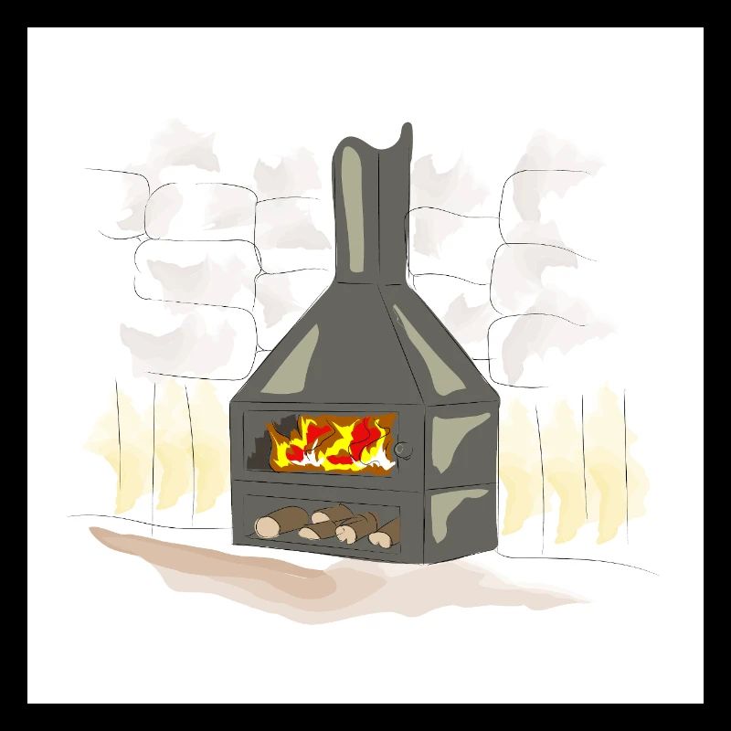 Beleuchteter Holzkamin