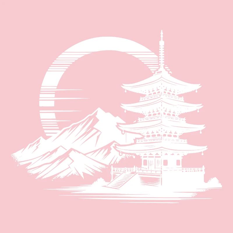 Japanese temple with harmonious landscape