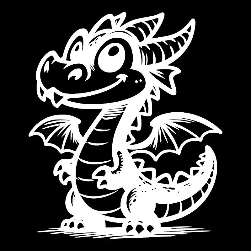 Mignon dragon souriant avec des ailes
