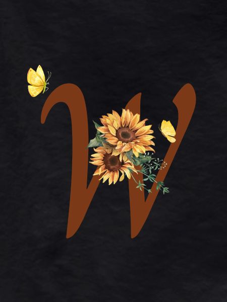 Letter w sunflower butterfly
