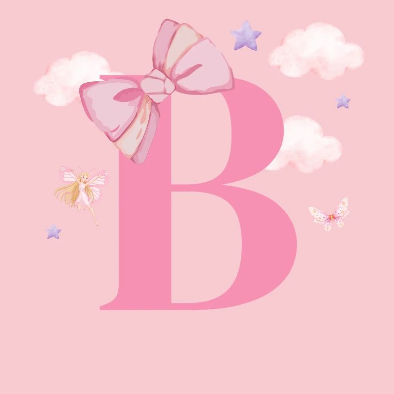 Letter b pink clouds