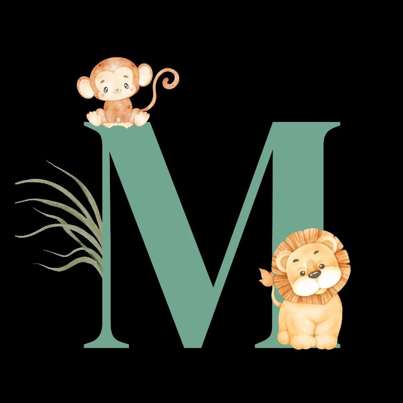 Letter M Green Jungle Animals