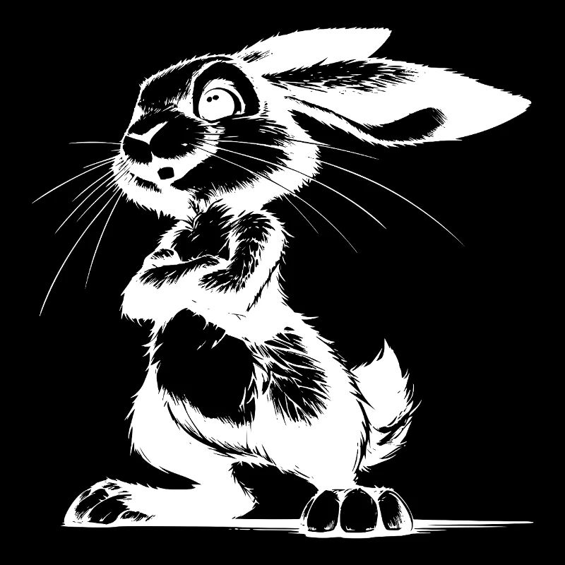 Rabbit Portrait Sketch with Big Ears