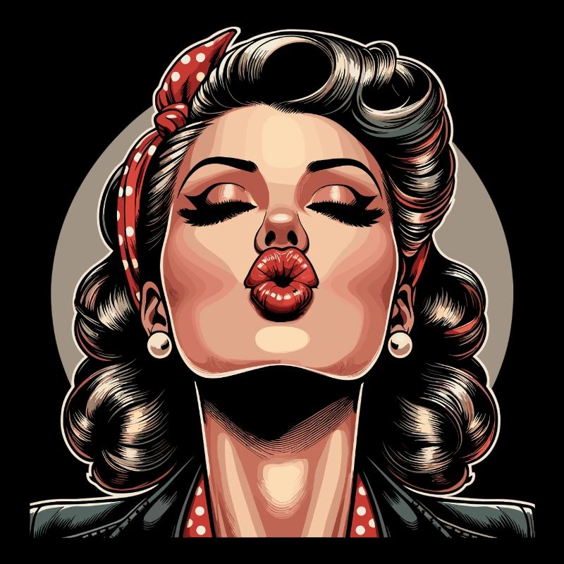 Rockabilly Kissable Lips Red Lips Retro Gift