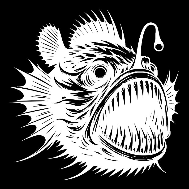 Mystischer Anglerfisch schauriger Tiefsee Jäger