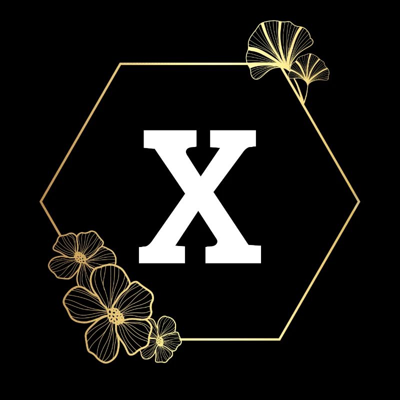 Letter x Gold Floral Frame