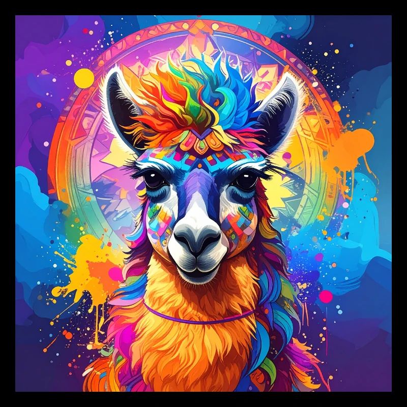 llama,graffiti,painting,colorful