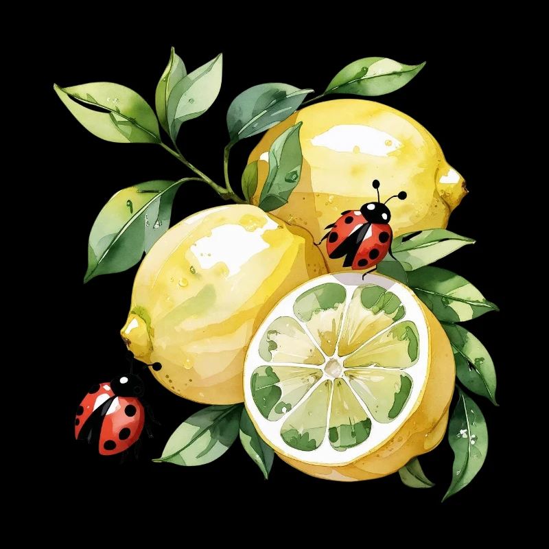 Motif coccinelle citron joyeux