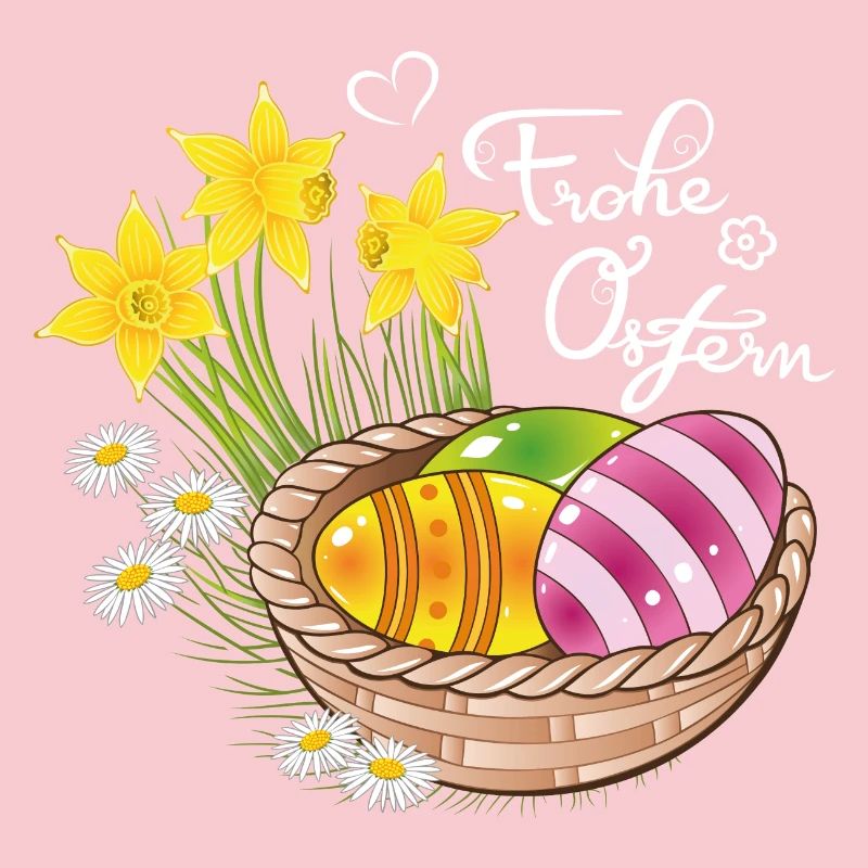 Happy Easter Easter basket Easter eggs Easter flowers eggs