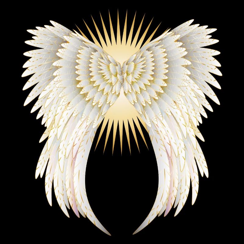 ailes d'ange en or blanc avec étoile brillante