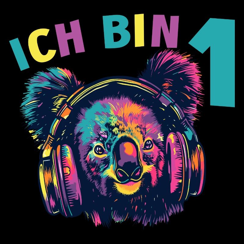 1.Geburtstag Koala Koalabär mit Kopfhörer Musik
