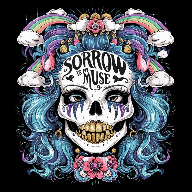 Colorful skeleton with sarcastic saying