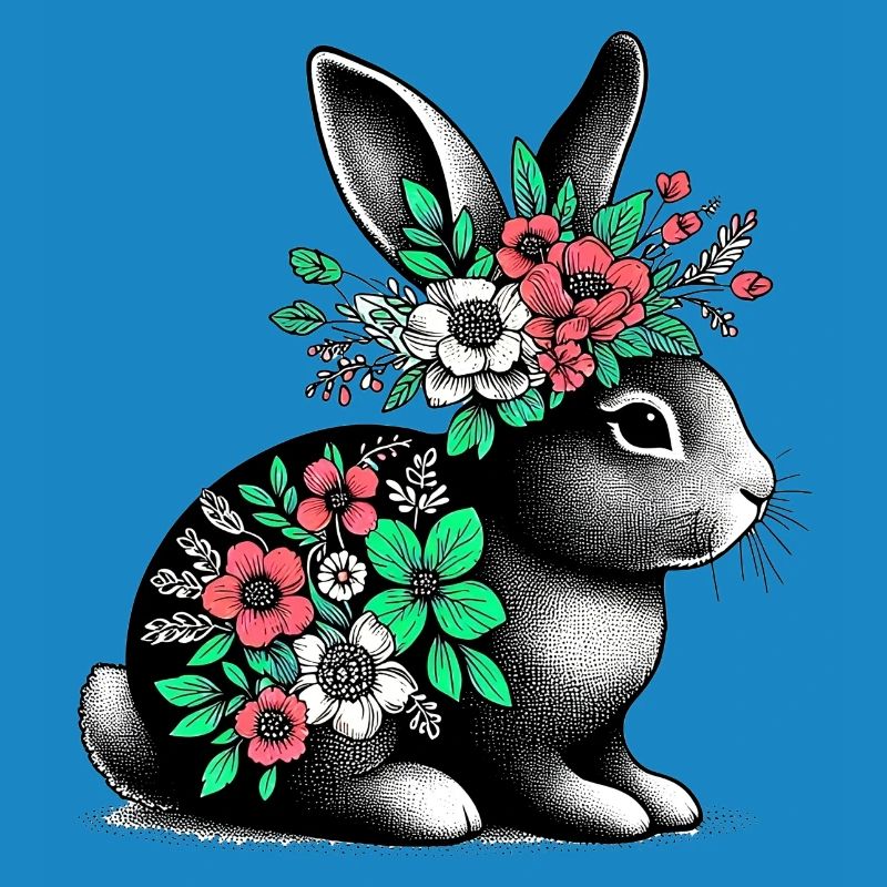 Rabbit with Flowers