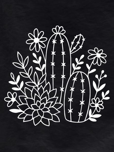 Elegant Cactus Botanical Outline Design