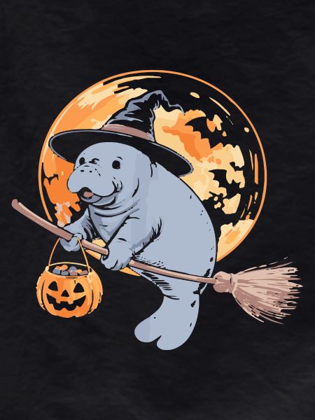 Whimsical Hippo Witch Halloween Design