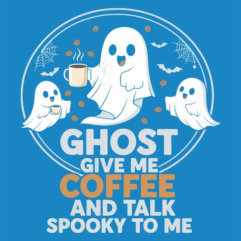 Spooky Ghost with Coffee and Chat Design
