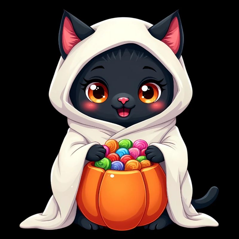 Halloween Cat with Halloween Pumpkin