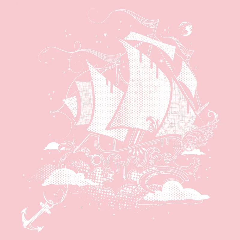 Fantastic Sailing Ship Retro Illustration Style