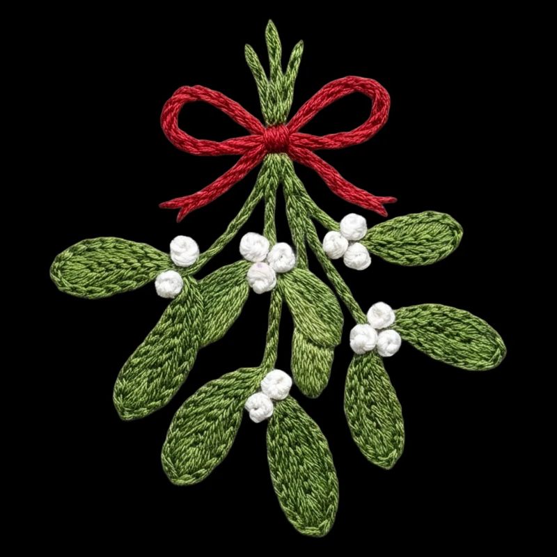 Embroidered mistletoe – romantic Christmas detail