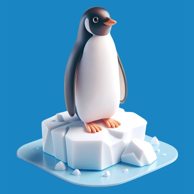Pinguin auf Eisblock 3D