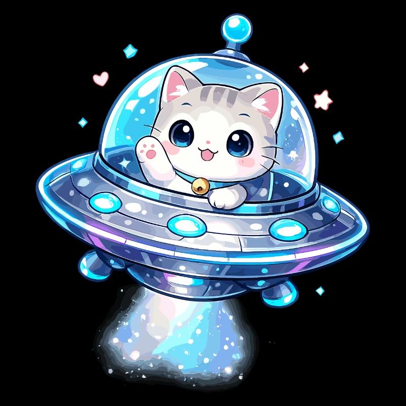 Kawaii Katzen UFO Weltraumfreund